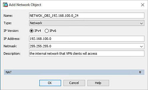Screenshot of the Add Network Object